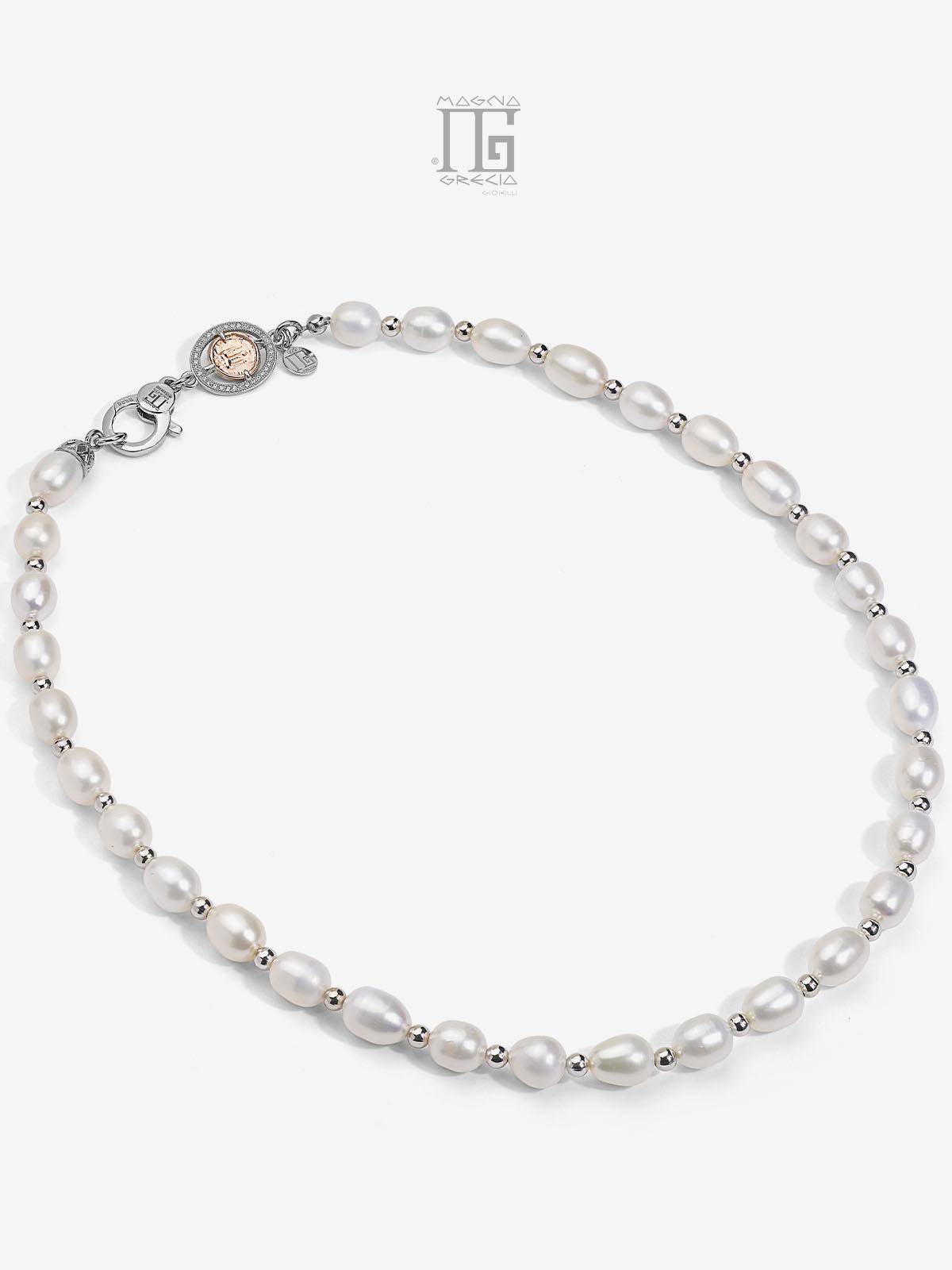 Collana Con Perla D'Acqua Dolce Naturale E Zircone - Argento Sterling 925, Pendente 'Lacrime Di Sirena', Regalo Ideale