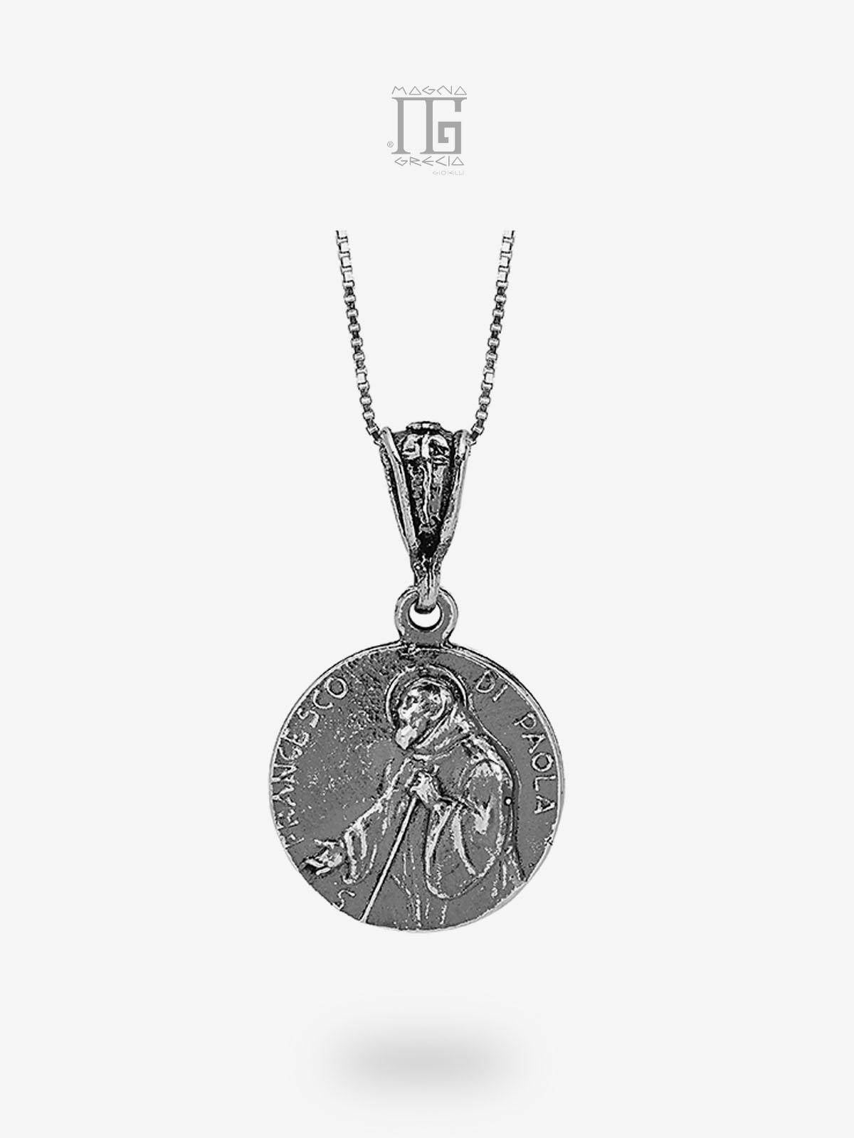 Pendente in argento 925 con effigie di San Francesco di Paola – diametro 1,8 cm – con catenina inclusa