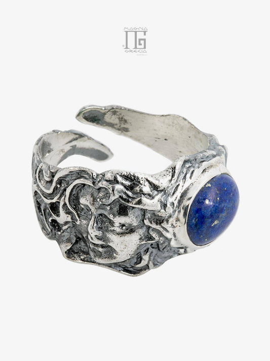 Anello "Tranquillità" in Argento con Volto Dea Venere e Lapislazzulo blu Cod. MGK 3003 V-4