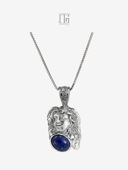 Pendente “Tranquillità” in Argento con Volto Dea Venere e Lapislazzuli Blu  Cod. MGK 3850 V-4