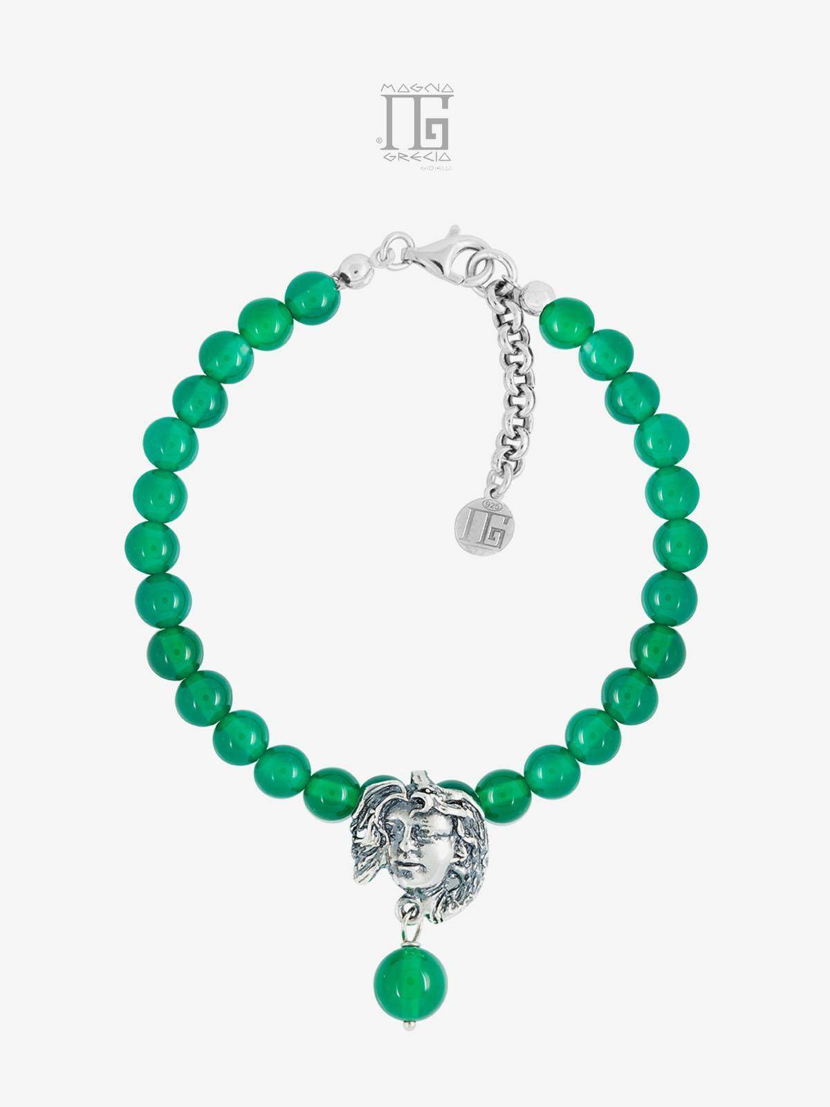 Bracciale “Fortuna” in Agata Verde con Volto Venere in Argento Cod. MGK 3851 V-2