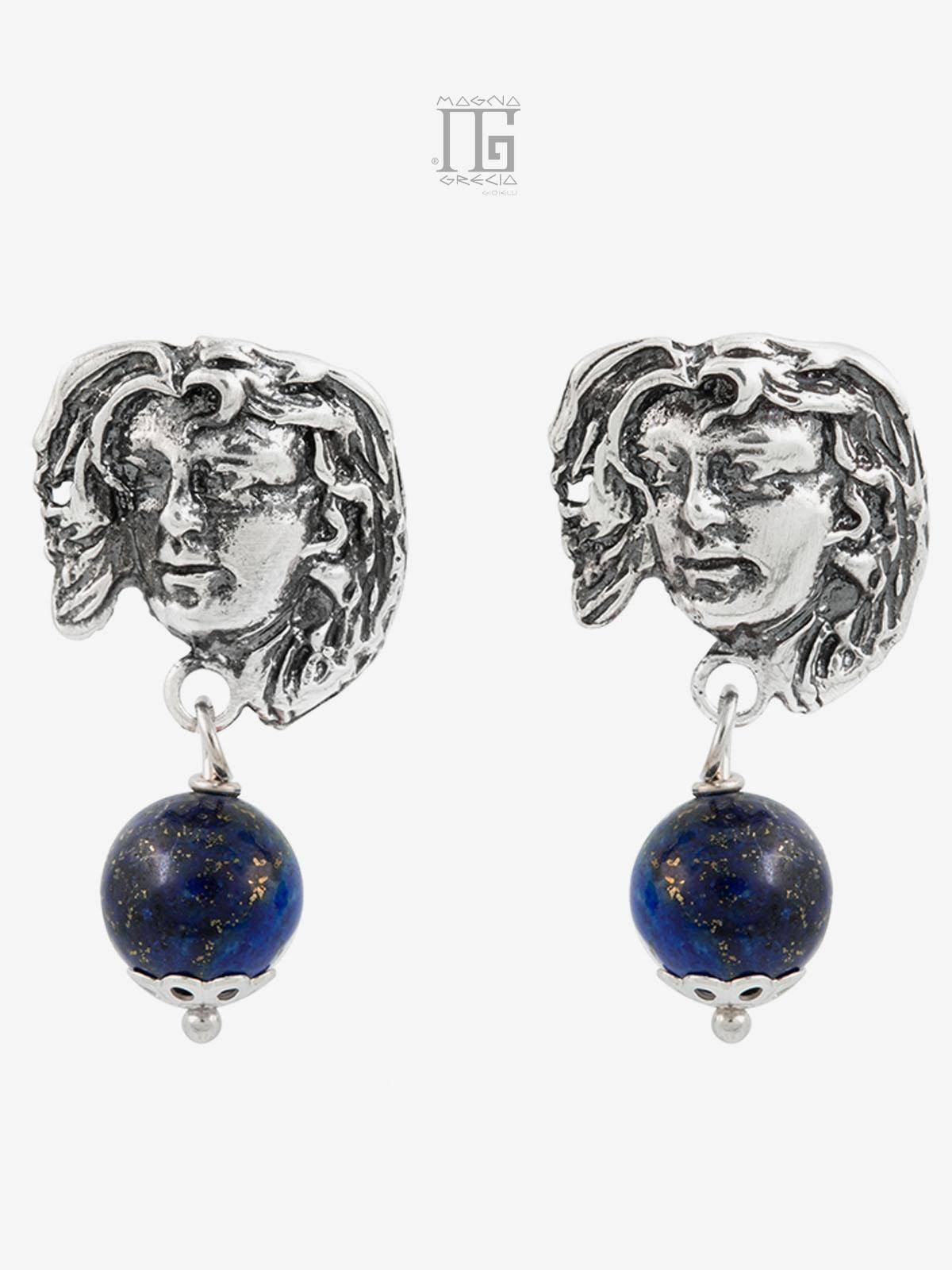 Orecchini “Tranquillità” in Argento con raffigurato il Volto della Dea Venere e Lapislazzuli Blu Cod. MGK 3852 V-4