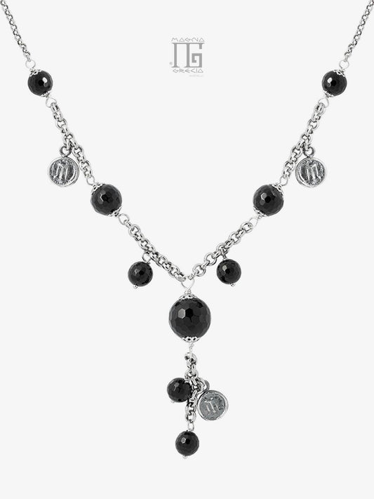 Collana “Eleganza” in Argento con Statere e Pietre Onice Cod. MGK 3870 V