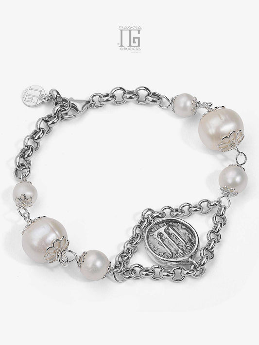 Bracciale in Argento con Perle naturali d'acqua dolce e Statere Cod. MGK 4026 V