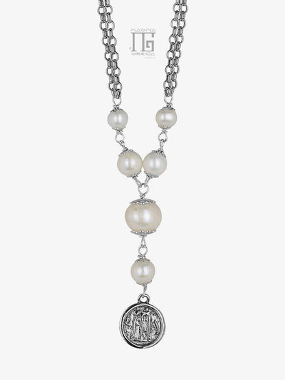Collana in Argento Perle e Statere Cod. MGK 4027 V