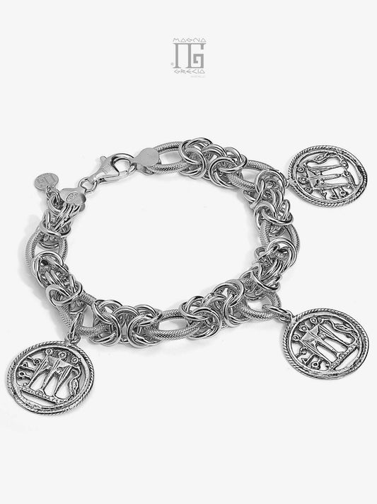 Bracciale in Argento con ciondoli raffiguranti monete Statere Cod. MGK 4044 V