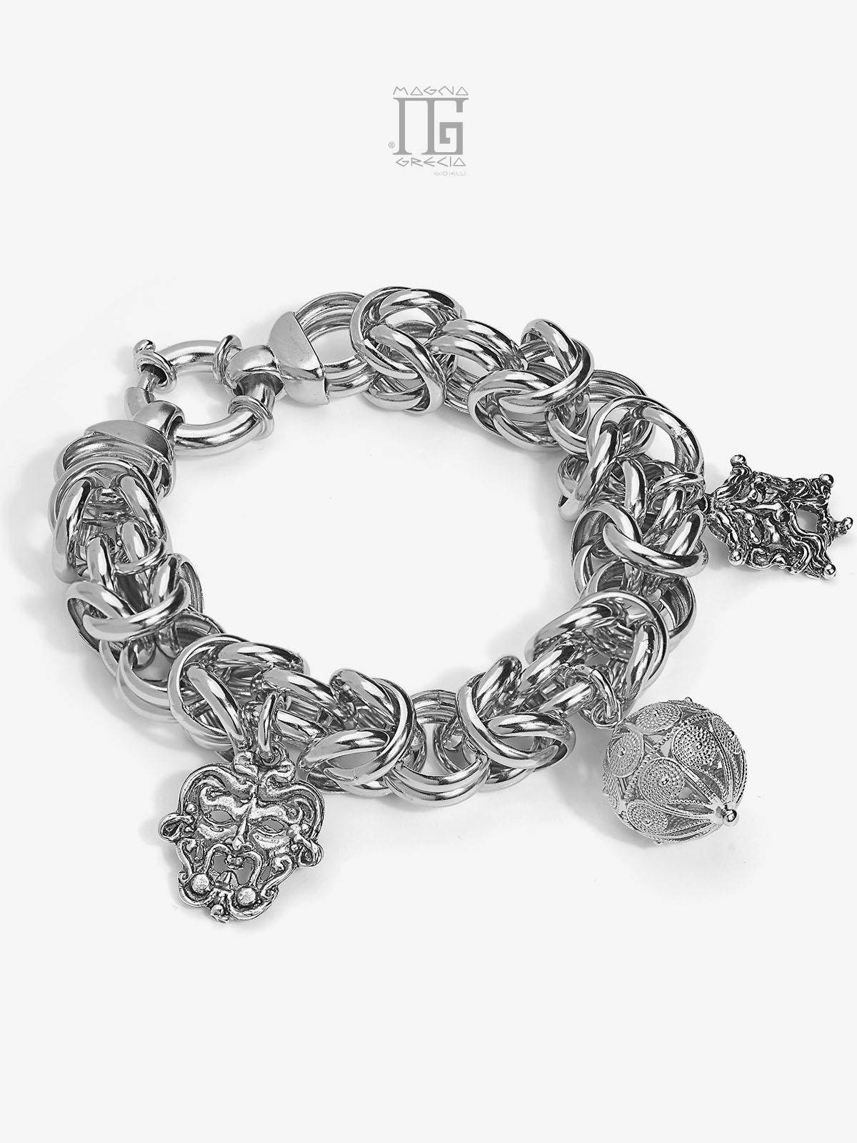 Bracciale in Argento Maschere Apotropaiche e Jennacca Cod. MGK 4047 V