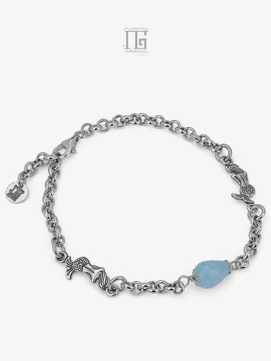 Bracciale in Argento con Sirene Marine e Pietra Angelite Cod. MGK 4137 V