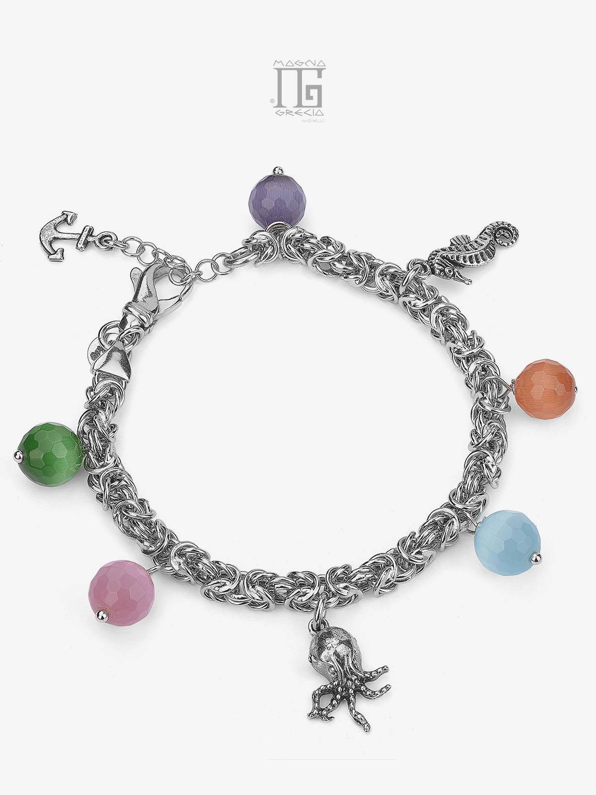 Bracciale in Argento con Simboli Marini e Pietre Multicolor Cod. MGK 4138 V