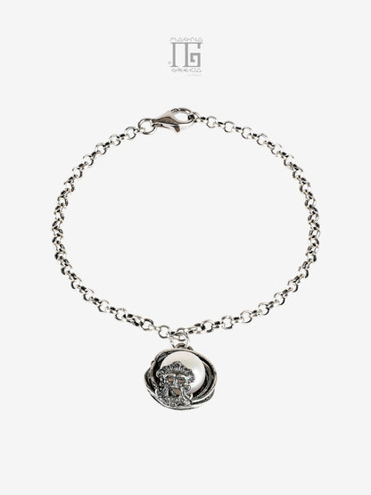 Bracciale Aion in argento 925 con perla d’acqua dolce e maschera apotropaica
