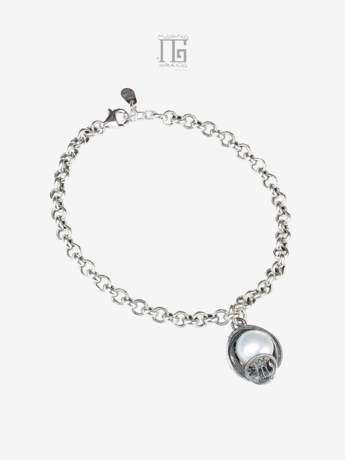 Bracciale Aion in argento 925 con perla d’acqua dolce e statere di Kroton