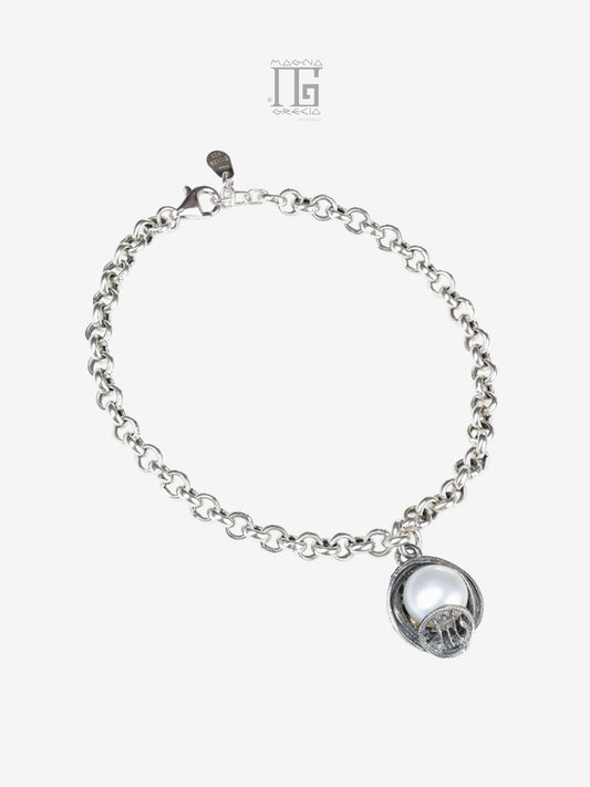 Bracciale Aion in argento 925 con perla d’acqua dolce e statere di Kroton