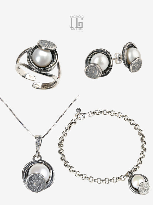 Parure Aion in Argento 925 con Perla e Disco di Festo